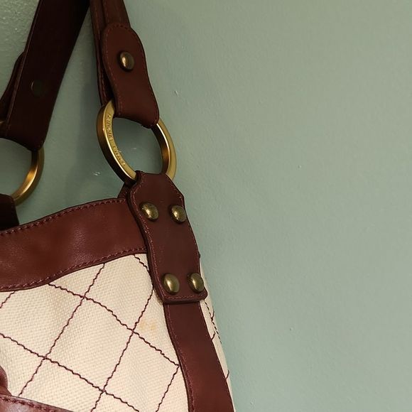 ISABELLA FIORE QUILTY AS CHARGED-CANNA CANVAS & LEATHER HOBO SHOULDER BAG - Picture 8 of 14